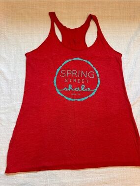 Spring Street Red Tank with Teal Logo